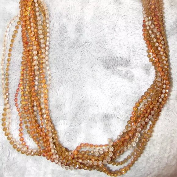 Vintage Long 8 Multi-Strand Amber Beaded Statement Necklace w/ Clasp abt 48" EUC - Picture 13 of 16